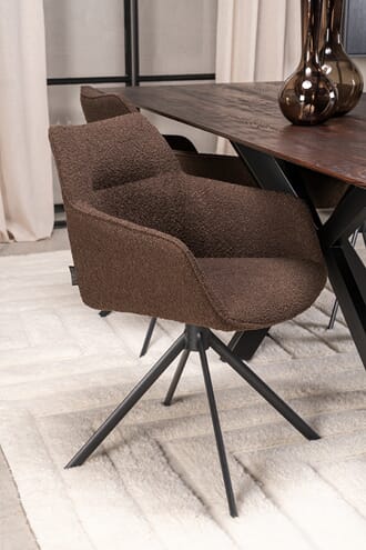 JOHNSON ROTATING DINING CHAIR BOUCLE BROWN W59/D60/H84