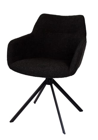 JOHNSON ROTATING DINING CHAIR BOUCLE BLACK W59/D60/H84
