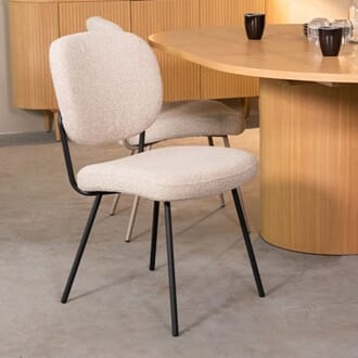 SINGAPORE DINING CHAIR NATURAL ROYAL BOUCLE/BLACK