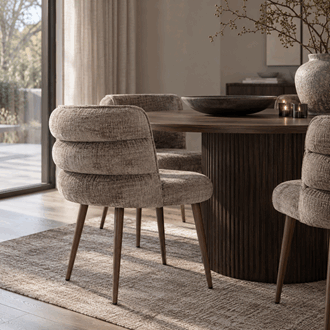 JIRO DINING CHAIR TAUPE/WALNUT