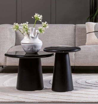 UTAH COFFEE TABLE MARBLE BLACK Ø45xH50 BASE BLACK