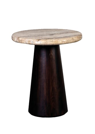 UTAH COFFEE TABLE TRAVERTINE Ø45xH50 BASE WALNUT