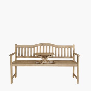 RICHMOND LIGHT TEAK ACACIA WOOD BENCK WITH POP UP TABLE