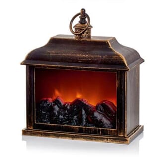 21 CM FIREPLACE LANTERN WITH BRUSH EFFECT