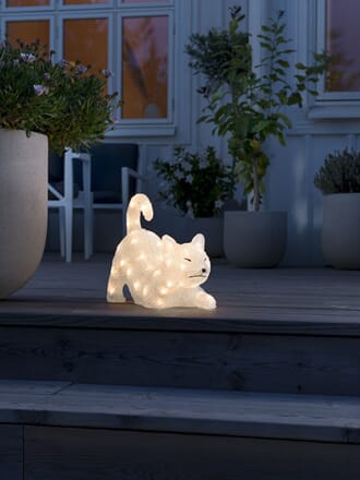 Katt 48 varmhvite LED, 28 cm